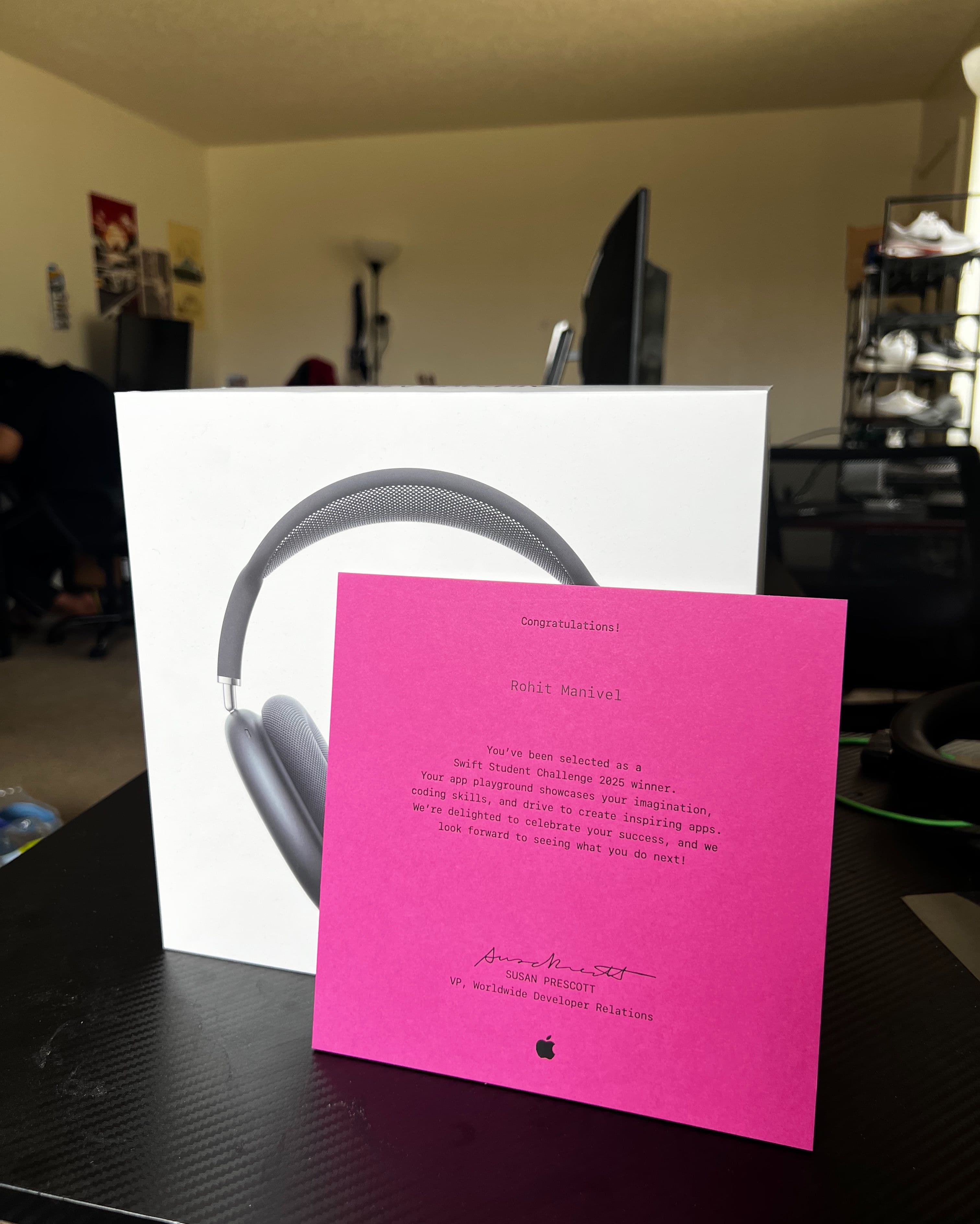 Award and certificate given by apple
